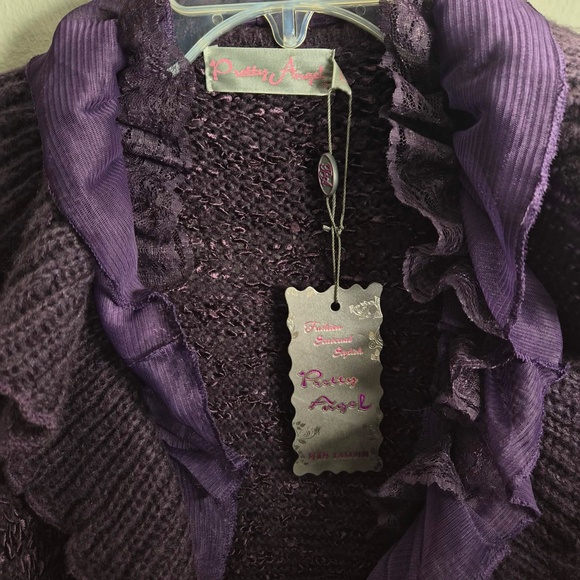 NWT Pretty Angel Silk Wool Blend Victorian Vamp Fairy Whimsigoth Maxi Cardigan L - Picture 9 of 11